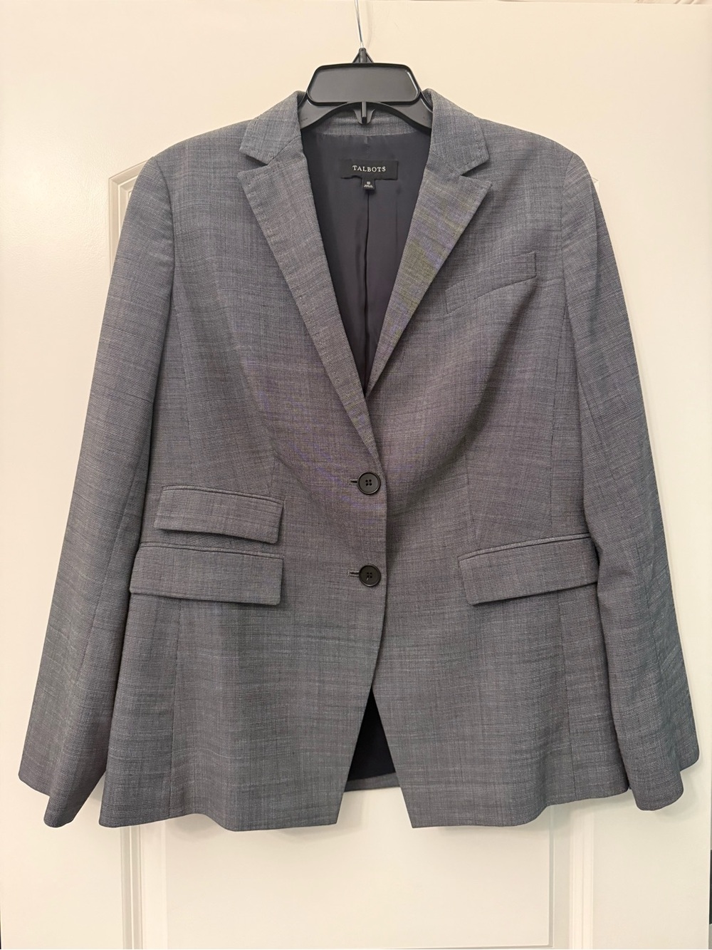 Talbots Women's Gray Notch-Lapel Two-Button Blazer